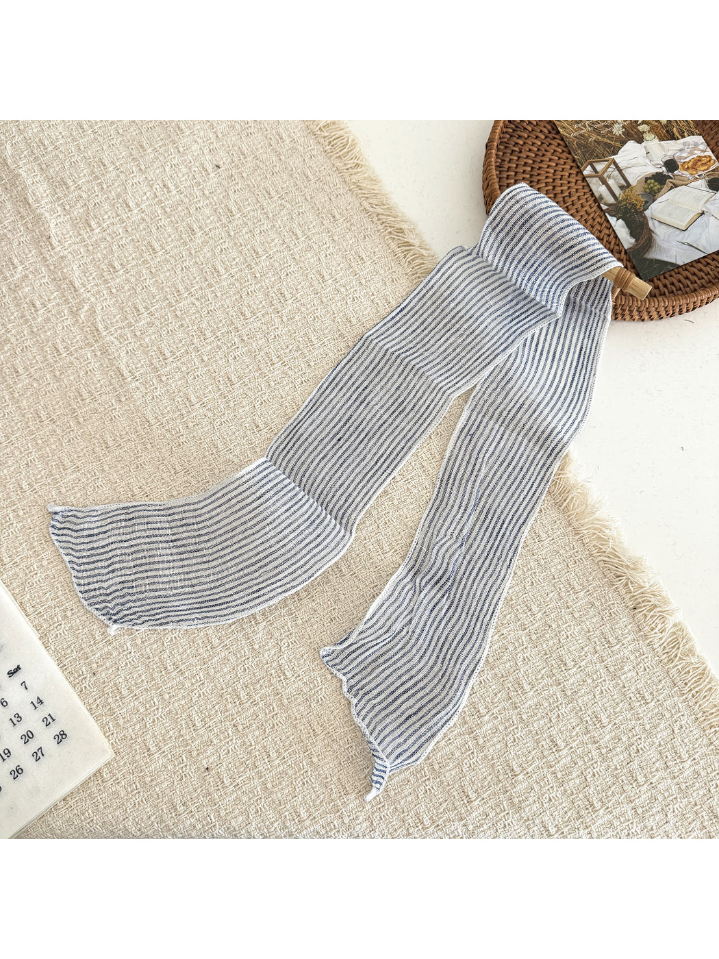Scarvii - Plaid Sheer Skinny Scarf