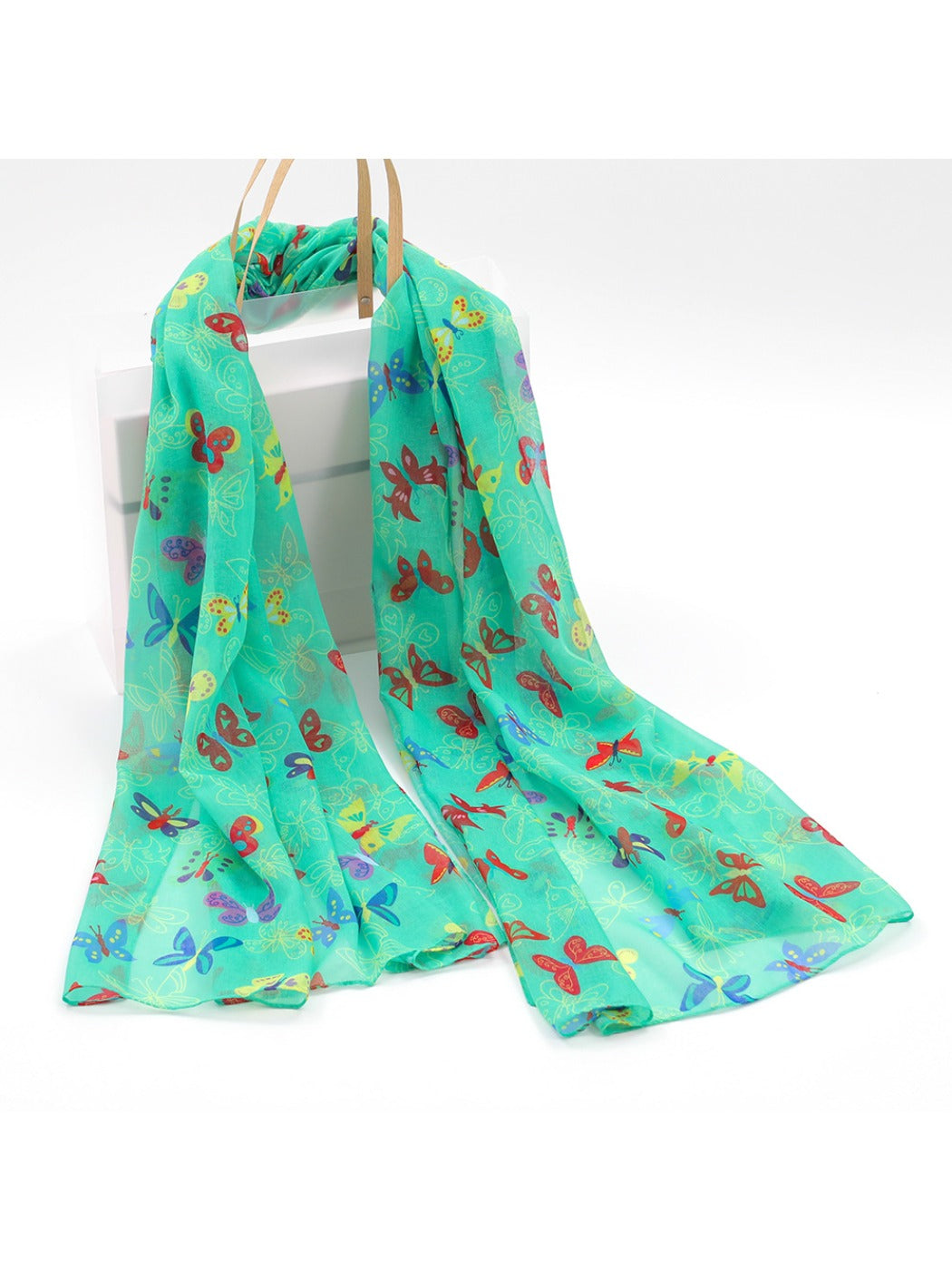 Scarvii - Green Butterfly Print Fashion Scarf