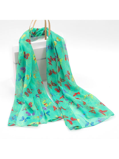Scarvii - Green Butterfly Print Fashion Scarf
