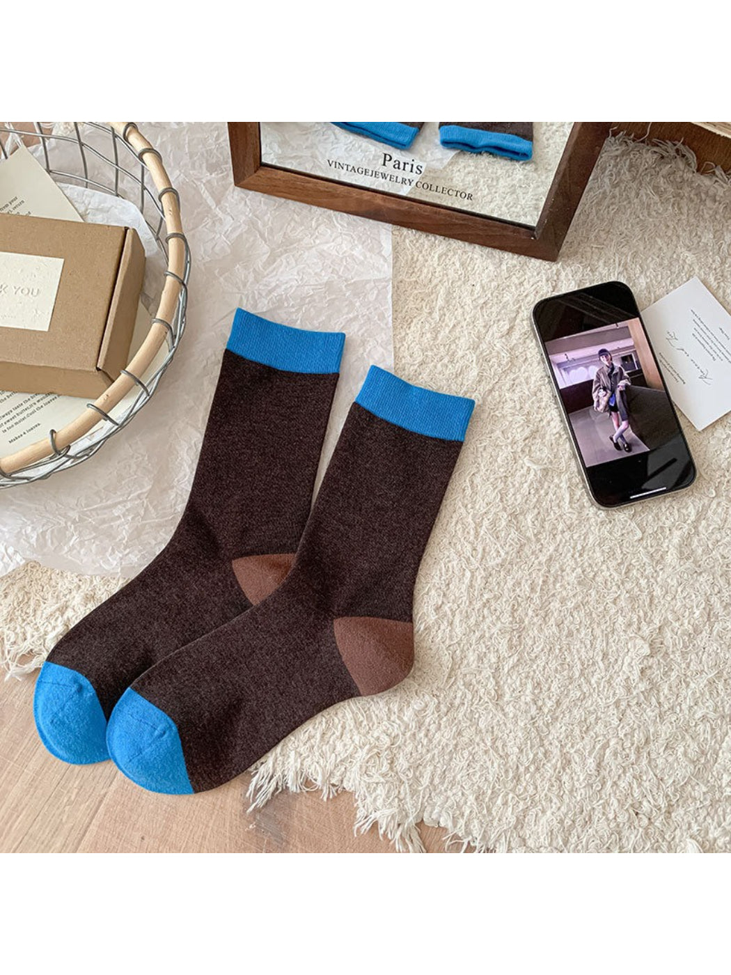 Rufia - Soft Contrast Color Crew Socks