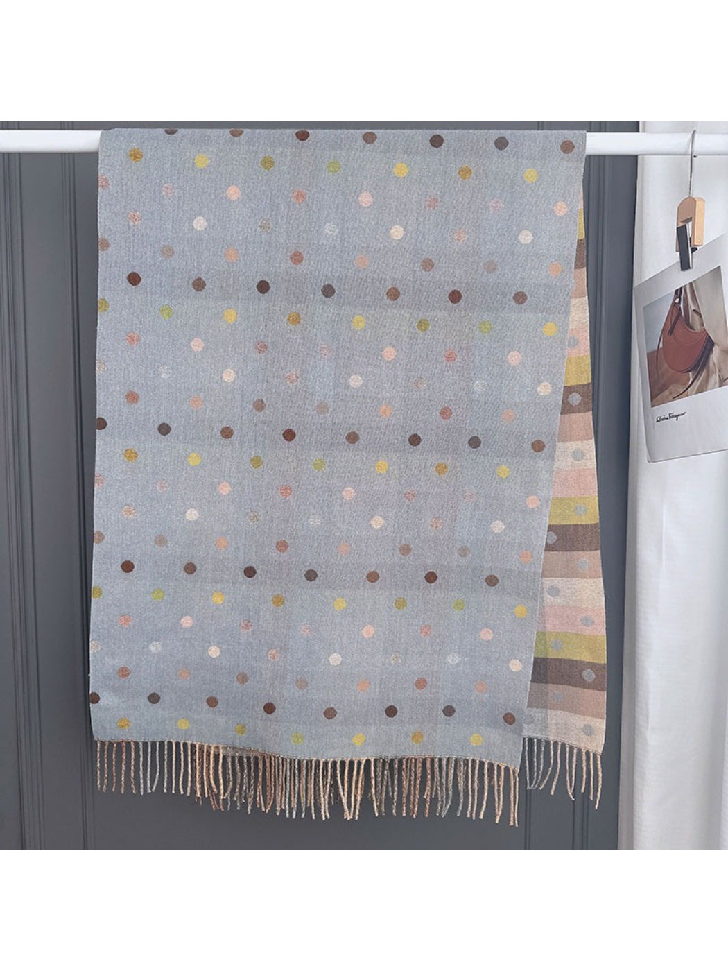 Scarvii - Reversible Soft Check Polka Scarf