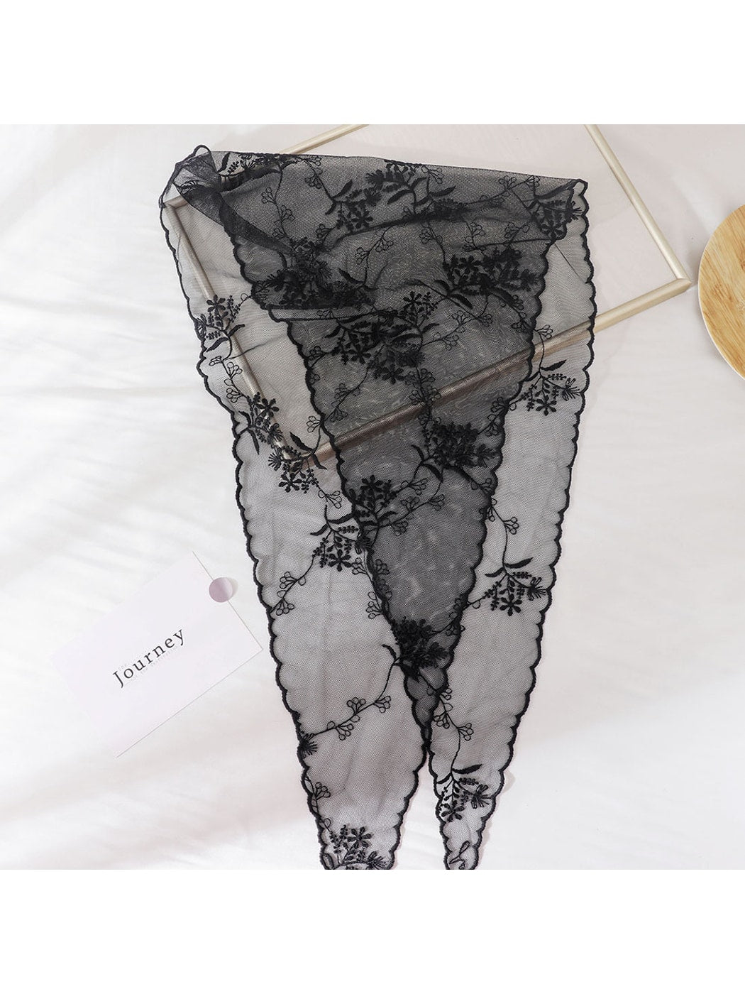 Scarvii - Sheer Floral Print Lace Triangle Bandana
