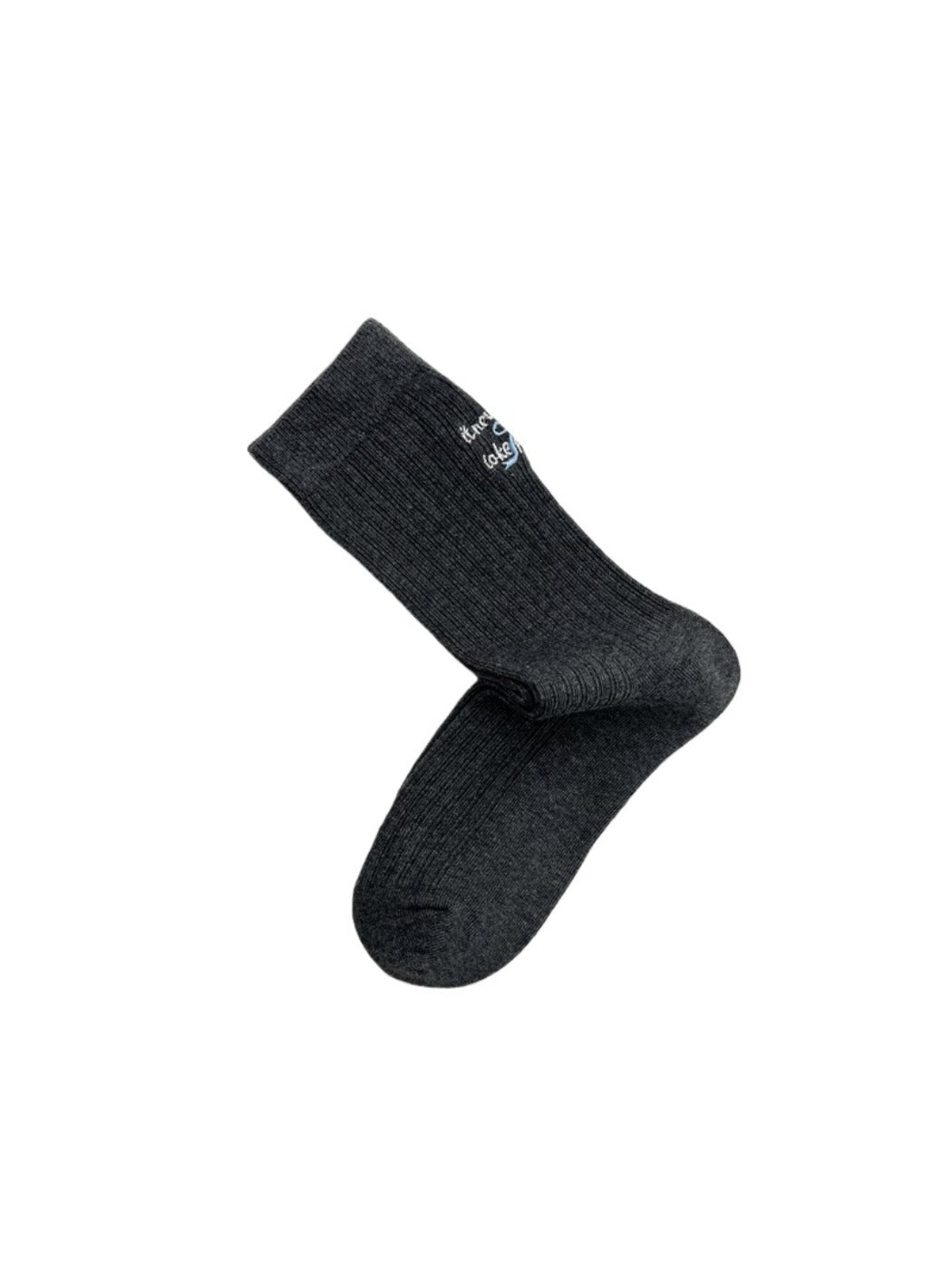Rufia - Grey Classic Pattern Turn-Cuff Mid-Crew Socks