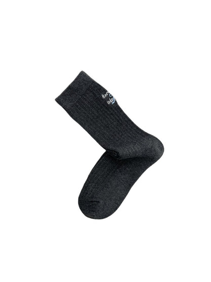 Rufia - Grey Classic Pattern Turn-Cuff Mid-Crew Socks