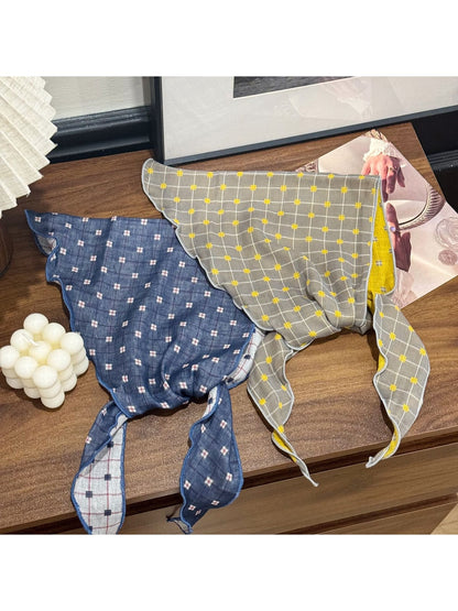 Scarvii - Plaid Ruffle Edge Everyday Triangle Bandana