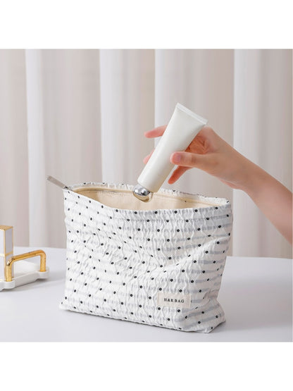 Cosbai - Portable Polka Dot Printed Makeup Bag