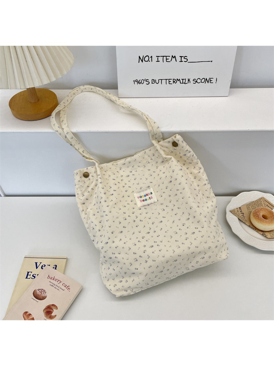 Cosbai - Floral Print Tote Shoulder Bag