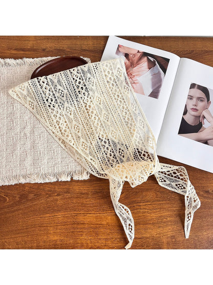 Scarvii - Floral Cutwork Triangle Fashion Neck Scarf