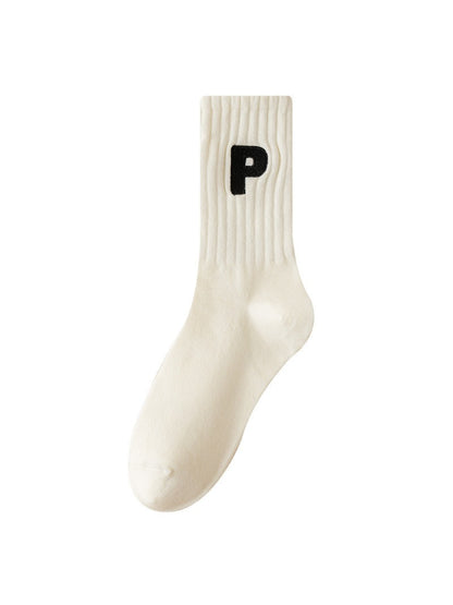 Rufia - Ribbed Letter Patch Minimal Crew Socks product image 3