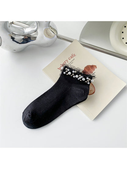 Rufia - Solid Color Ruffle Ankle Socks