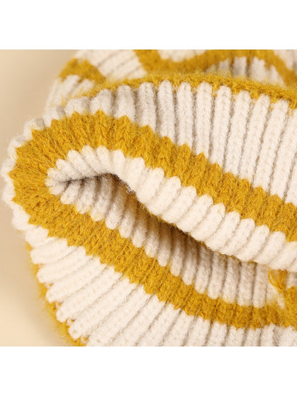 Haila - Women's Striped Color Block Beanie