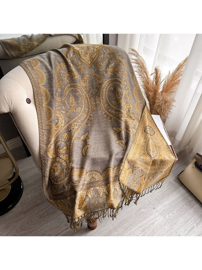 Scarvii - Burgundy Paisley Fringe Scarf Wrap