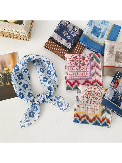 Scarvii - Plant Floral Retro Styling Square Scarf