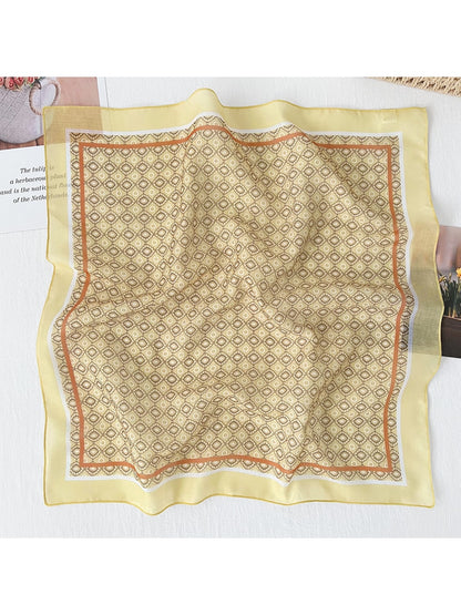Scarvii - Retro Border Print Fashion Square Scarf