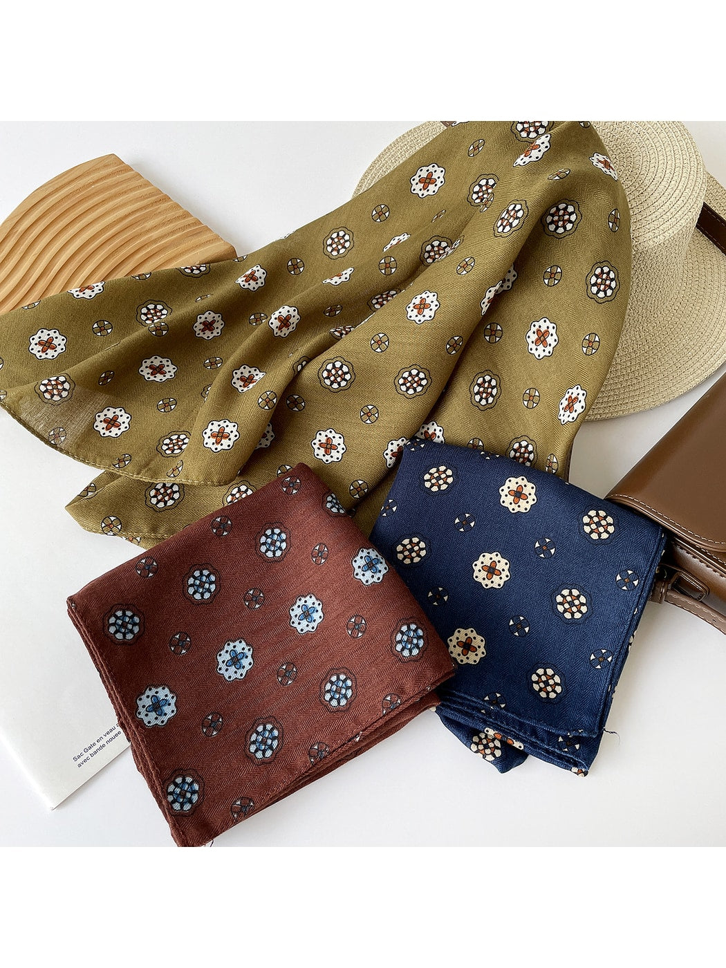 Scarvii - Geometric Medallion Print Square Scarf