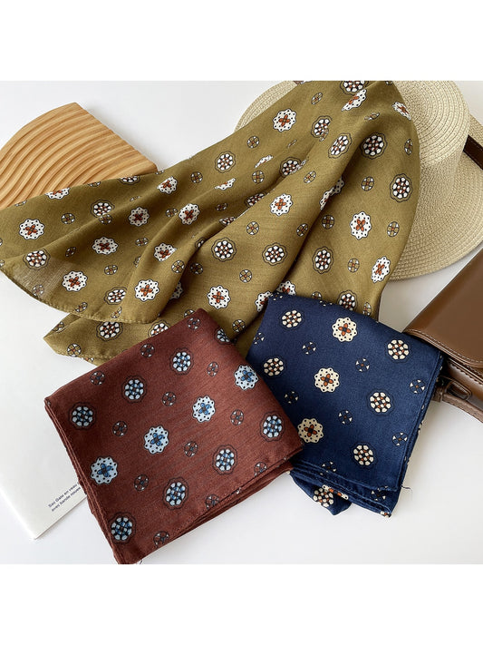 Scarvii - Geometric Medallion Print Square Scarf