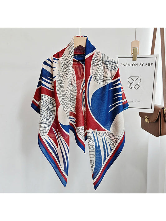Scarvii - Abstract Leaf Motif Printed Square Scarf