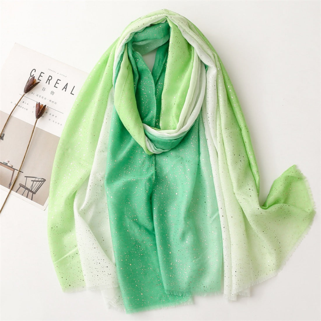 Scarvii - Color-Block Gradient Gold Dots Scarf