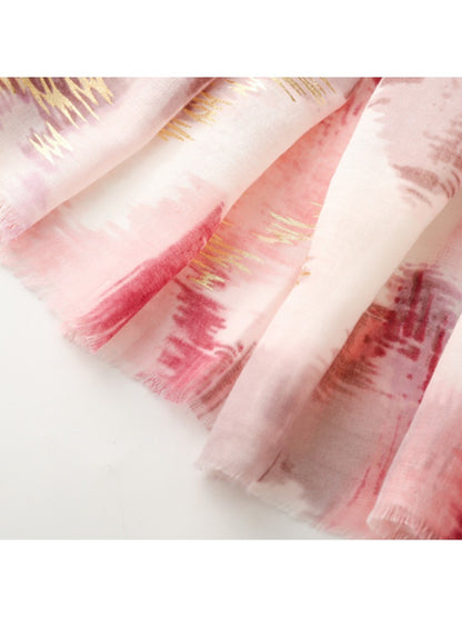 Scarvii - Gold Foil Scarf with Lake & Mountain Pattern