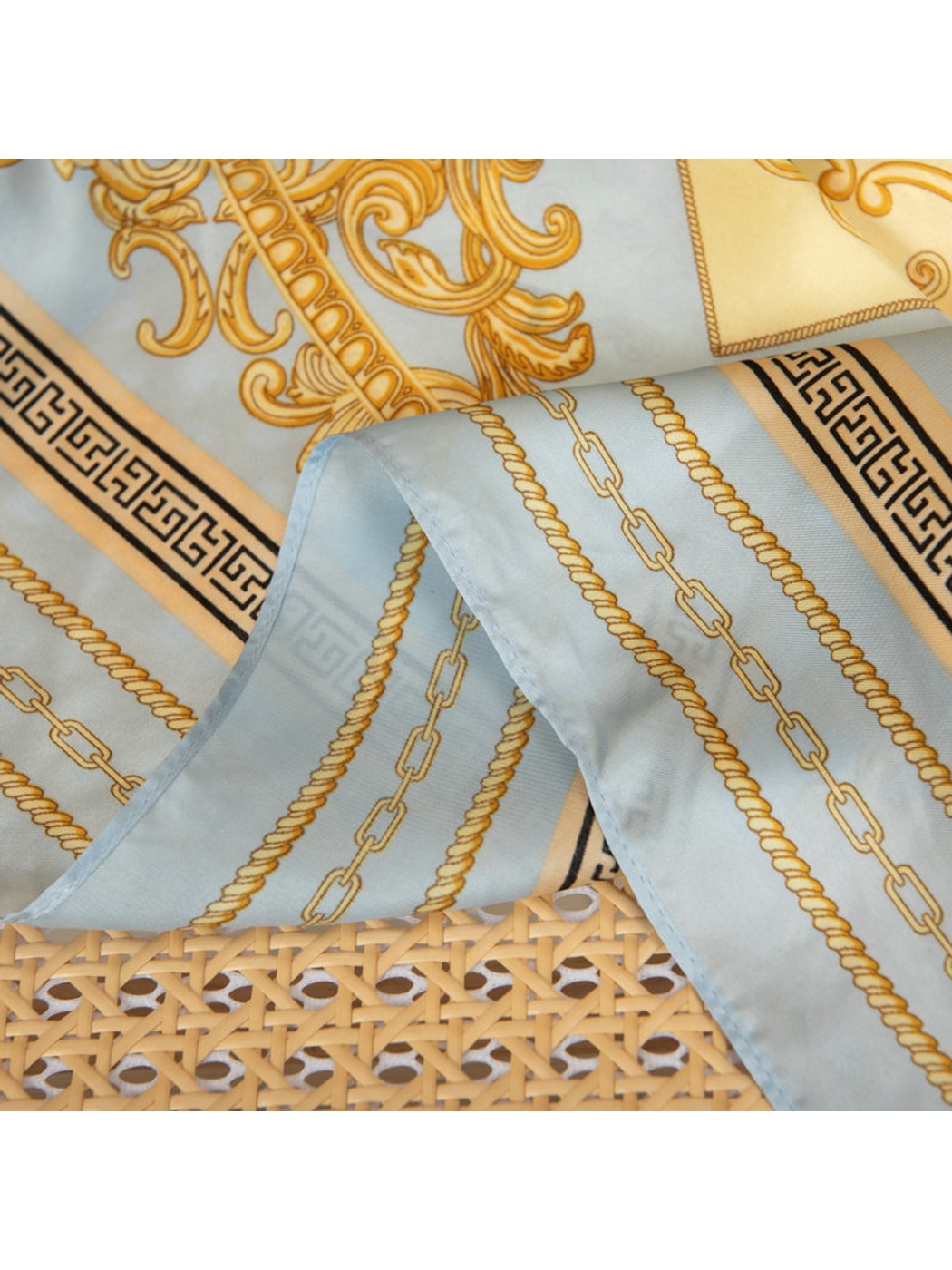 Scarvii - Blue and Gold Print Square Scarf