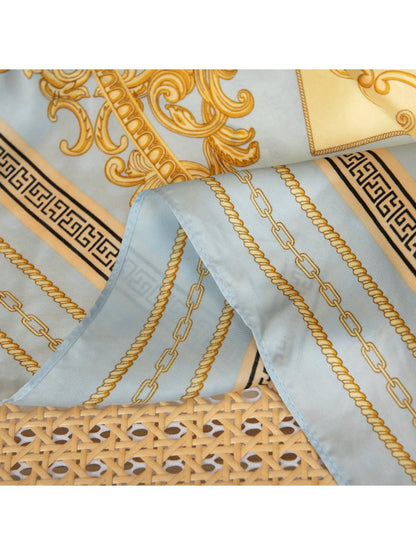 Scarvii - Blue and Gold Print Square Scarf