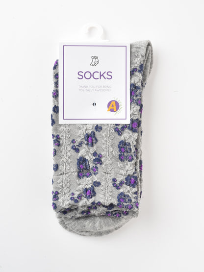 Rufia - Vintage Floral Court Style Mid-Calf Socks