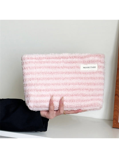 Cosbai - Plush Heart And Stripe Pouch