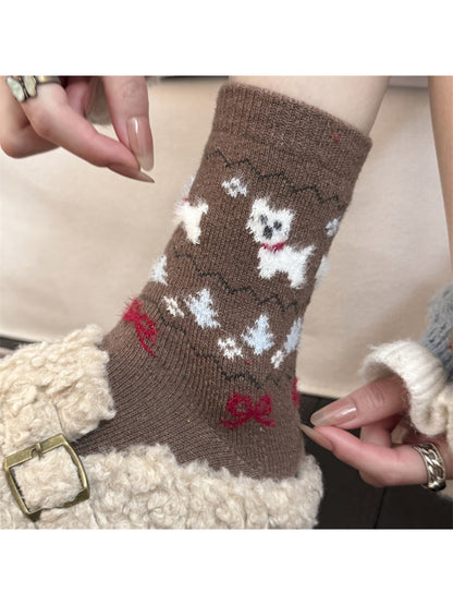 Rufia - Cute Bear & Stripe Knit Crew Socks product image 7