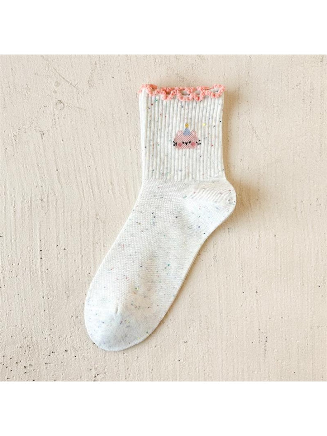 Rufia - Playful Animal Motif Ruffle Crew Socks