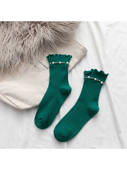 Rufia - Beaded Trim Ribbed Crew Socks product image 10