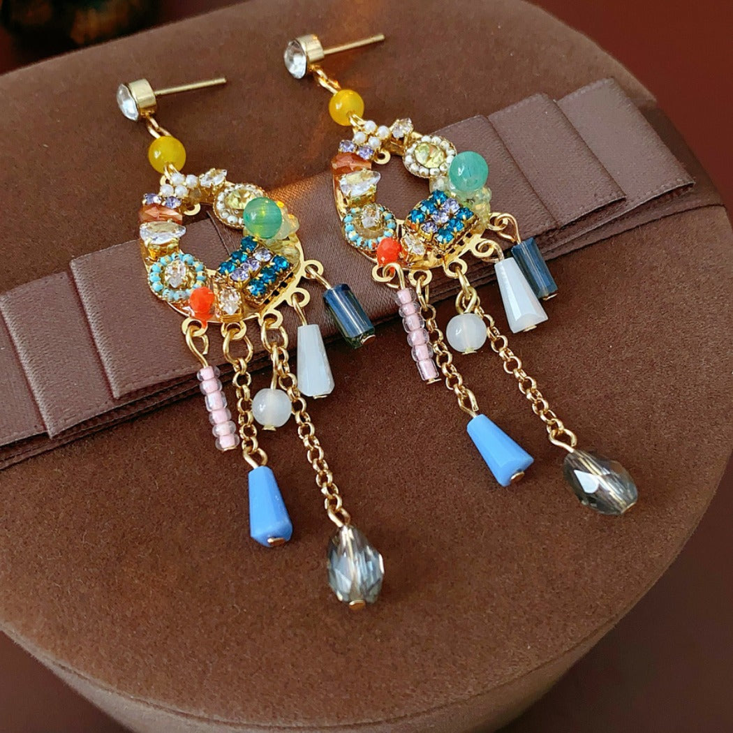 Earwish - Bohemian Crystal Tassel Earrings - Luxe Ethnic
