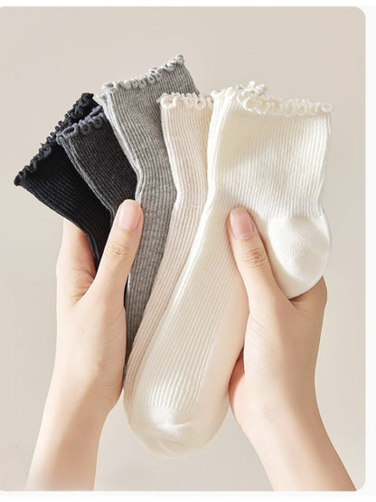 Rufia - Clean Ribbed Neutral Crew Socks