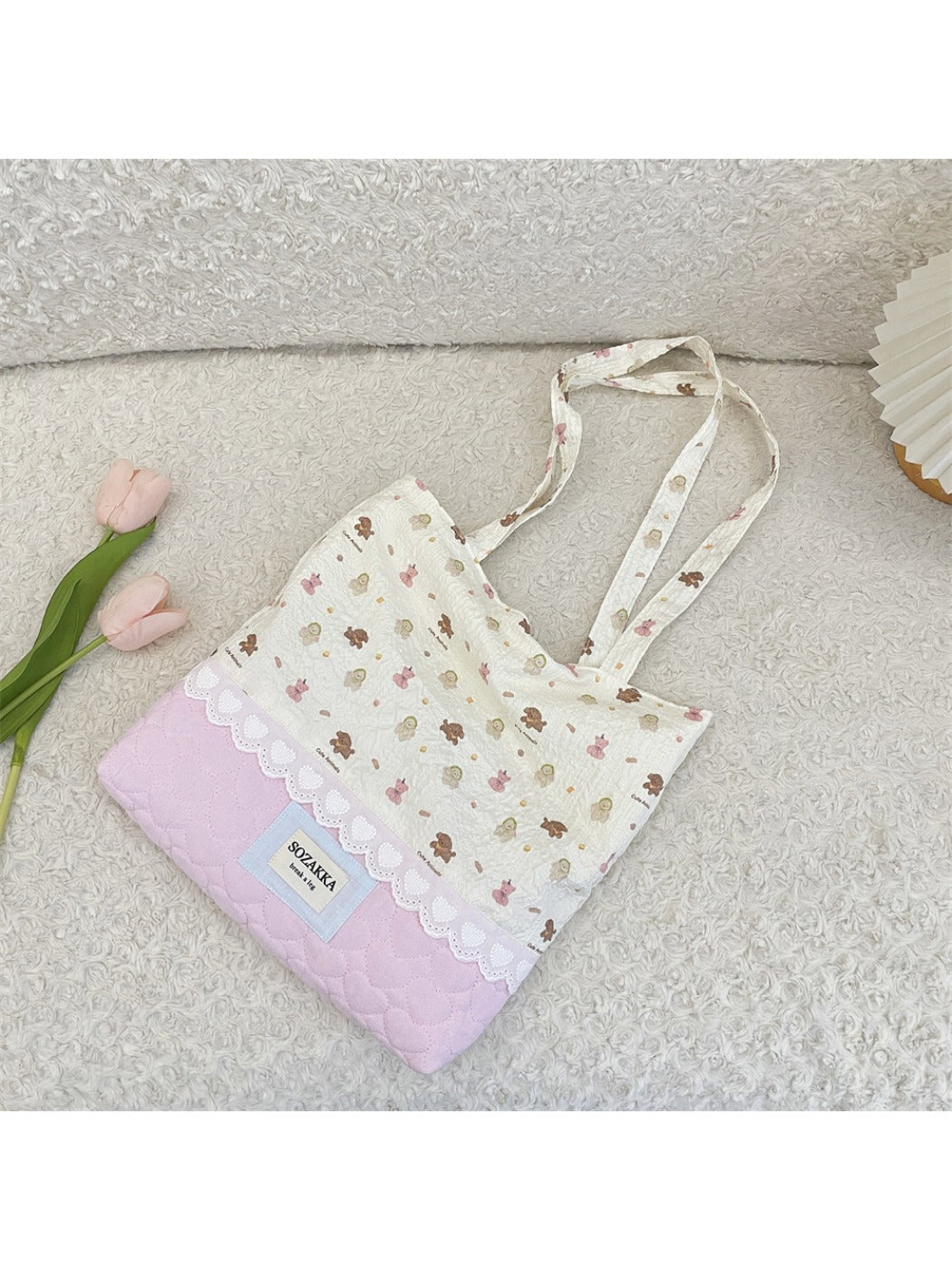Cosbai - Floral Print Tote Shoulder Bag