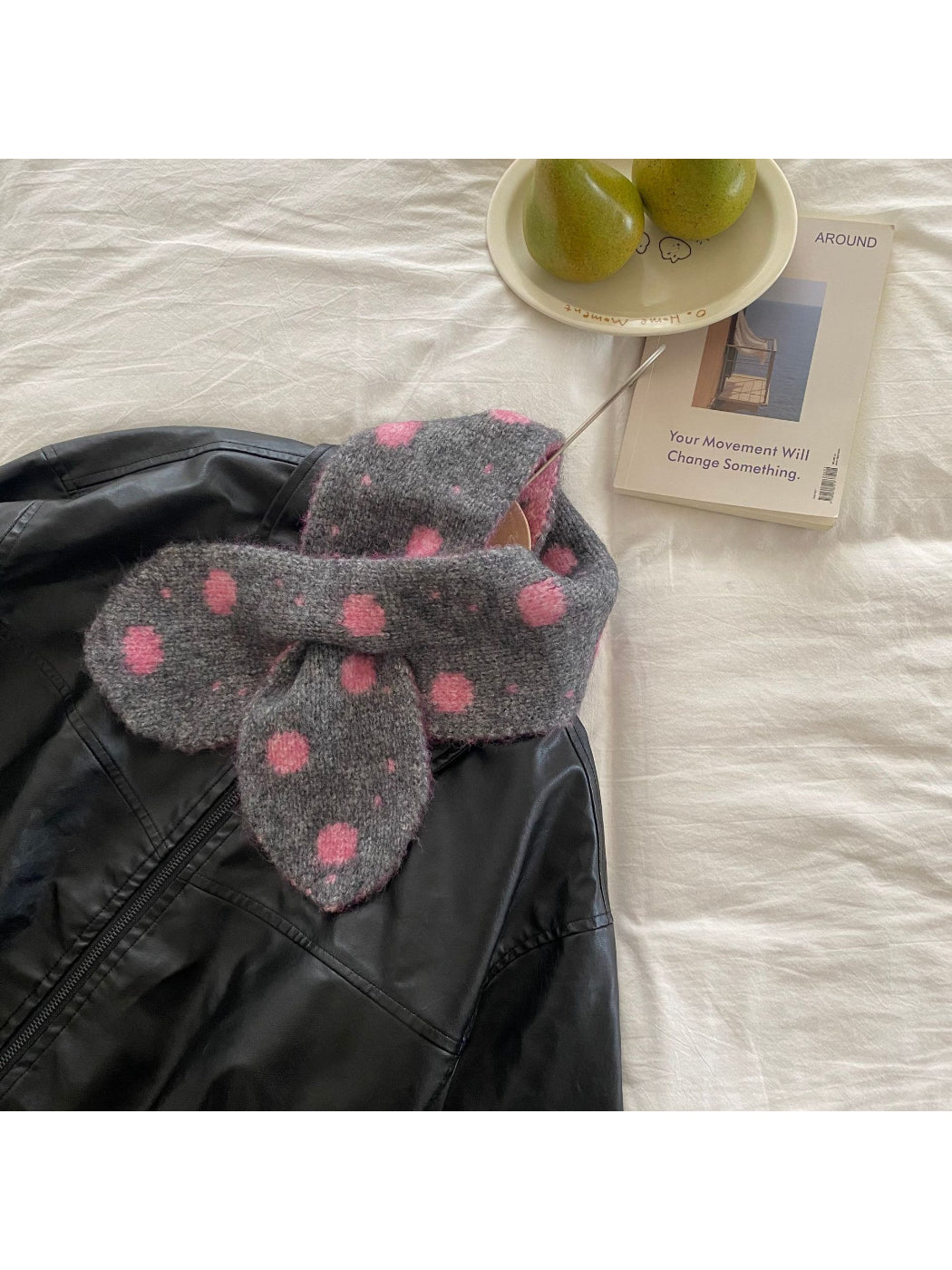 Scarvii - Polka Dot Rounded End Knit Scarf