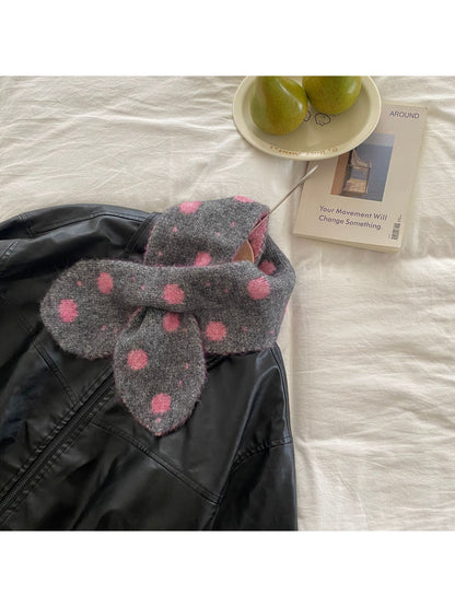 Scarvii - Polka Dot Rounded End Knit Scarf