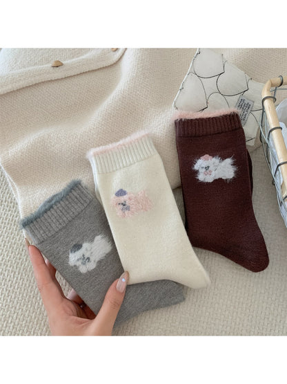 Rufia – Puppy Embroidered Warm Socks