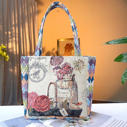 Cosbai - Geometric Lace Botanical & Animal Canvas Tote