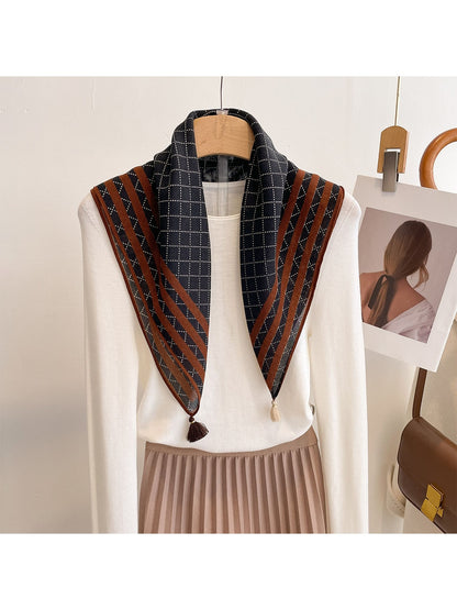 Scarvii - Retro Dot Diamond Grid Pattern Square Scarf