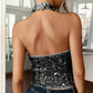 Vesty - Elegant Sequined Halter Top - Timeless Glamour