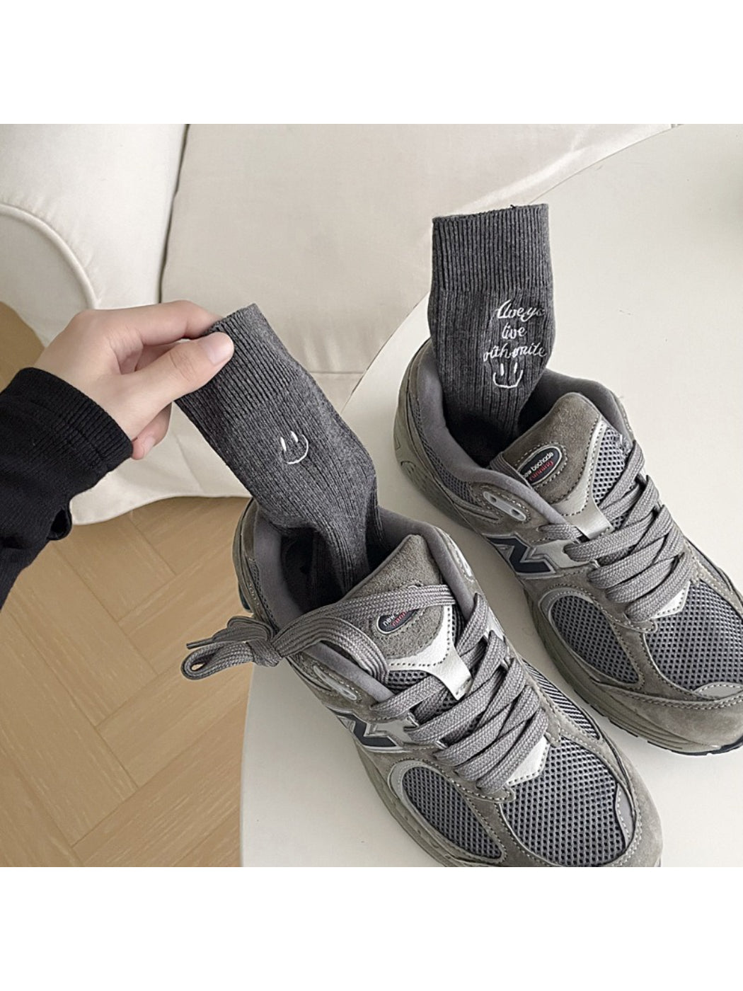 Rufia - Embroidered Smile Text Crew Socks product image 7