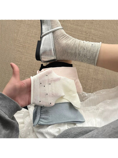 Rufia - Ruffle Ribbed Stripe Crew Socks - image 2