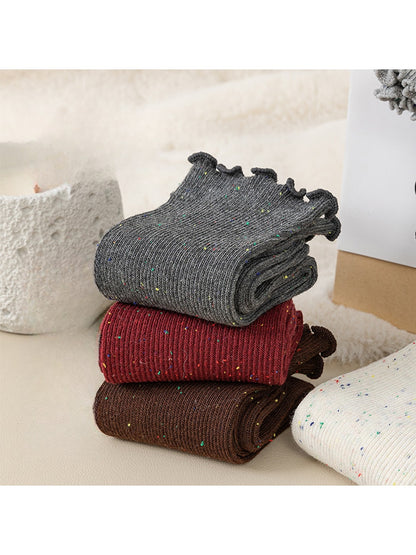 Rufia - Heathered Ribbed Casual Crew Socks