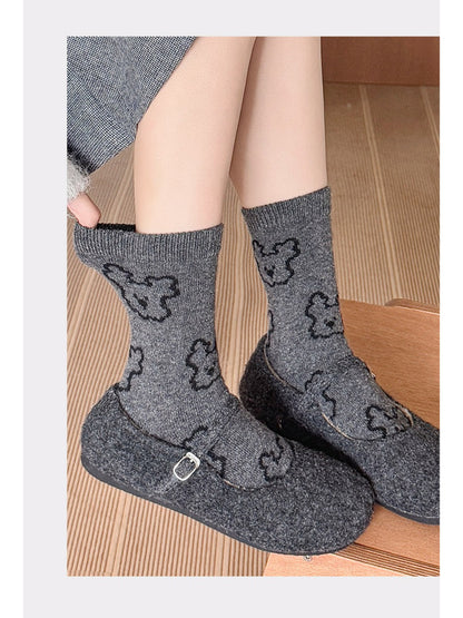 Rufia - Teddy Outline Pattern Crew Socks