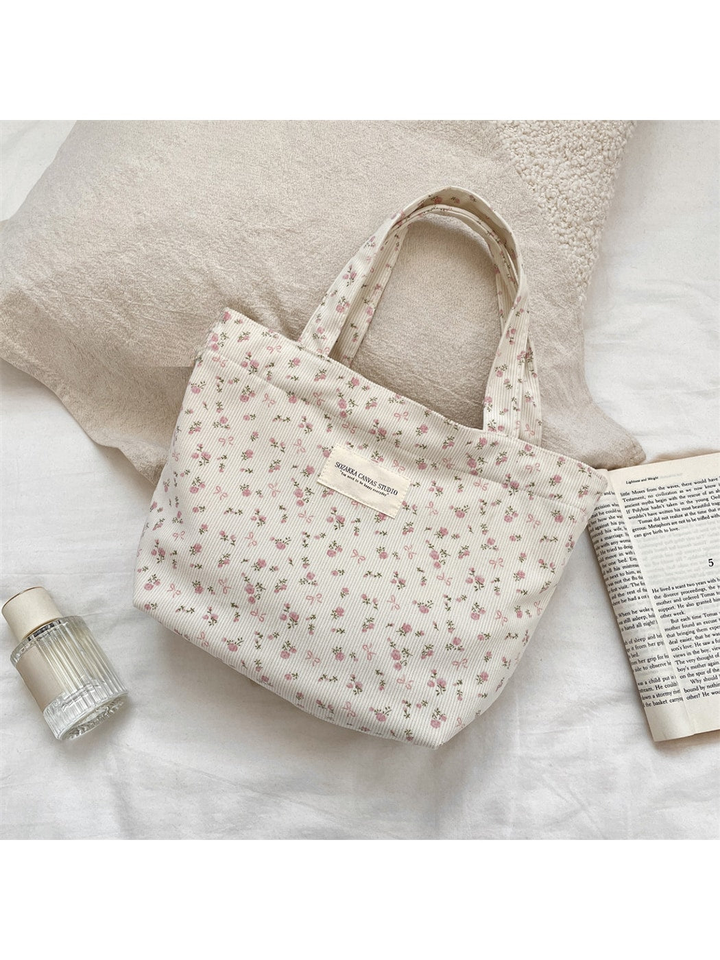 Cosbai - Floral Print Hand Tote Bag