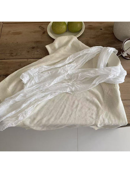 Scarvii - Lace Trim Sheer Long Scarf