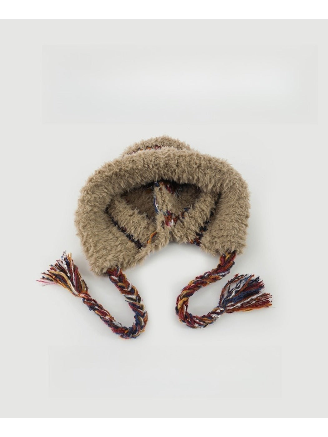 Haila - Plush & Heavyweight Color-Block Earflap Beanie with Tassels