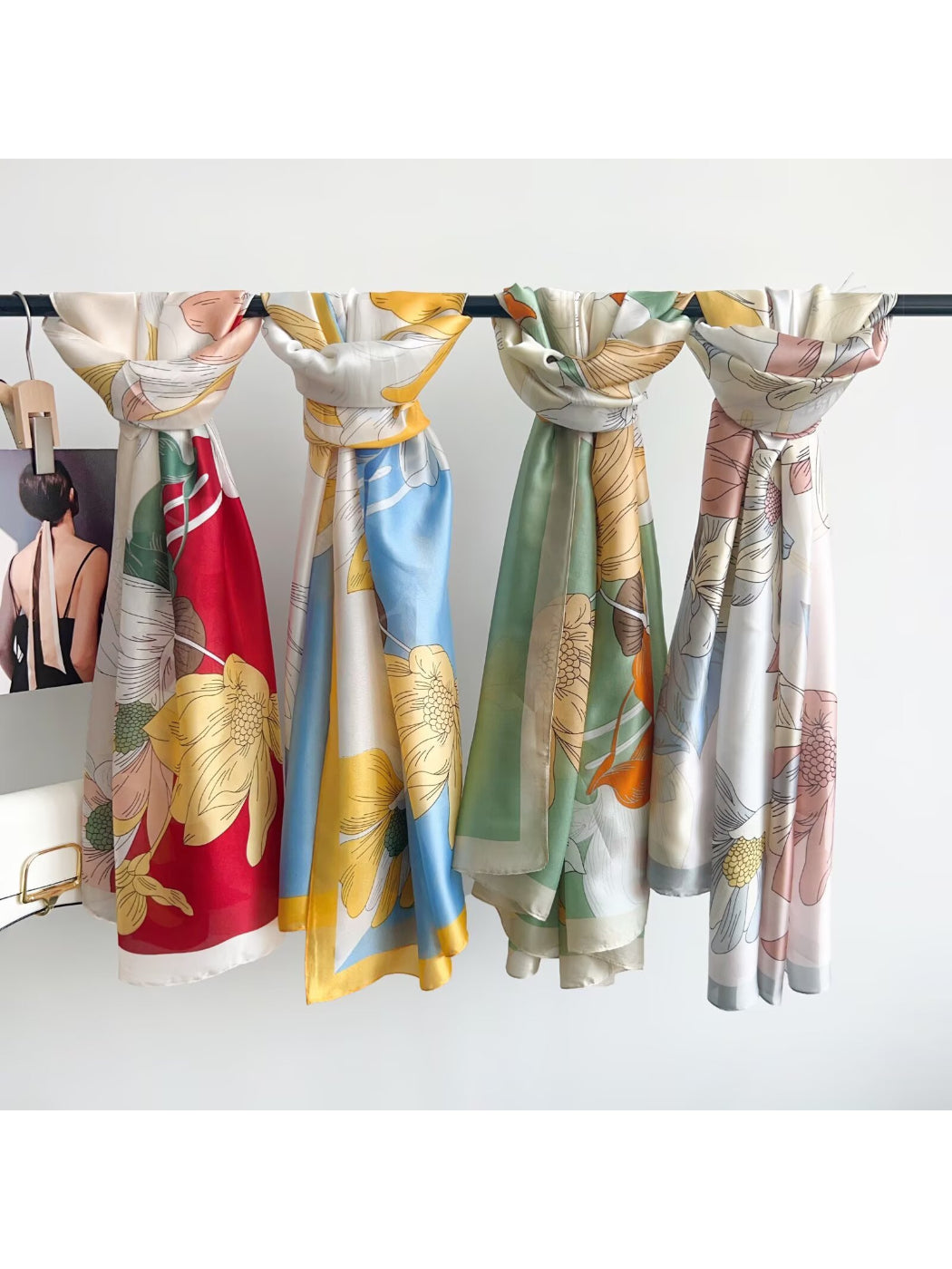 Scarvii Blue Floral Long Scarf Wrap