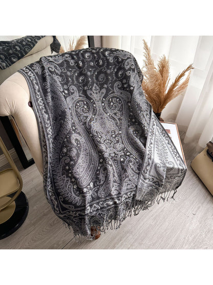 Scarvii - Elegant Paisley Border Wrap Scarf