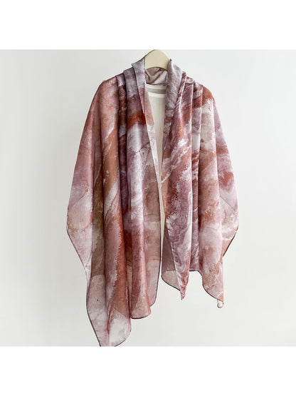 Scarvii - Elegant Marbled Print Summer Wrap Scarf