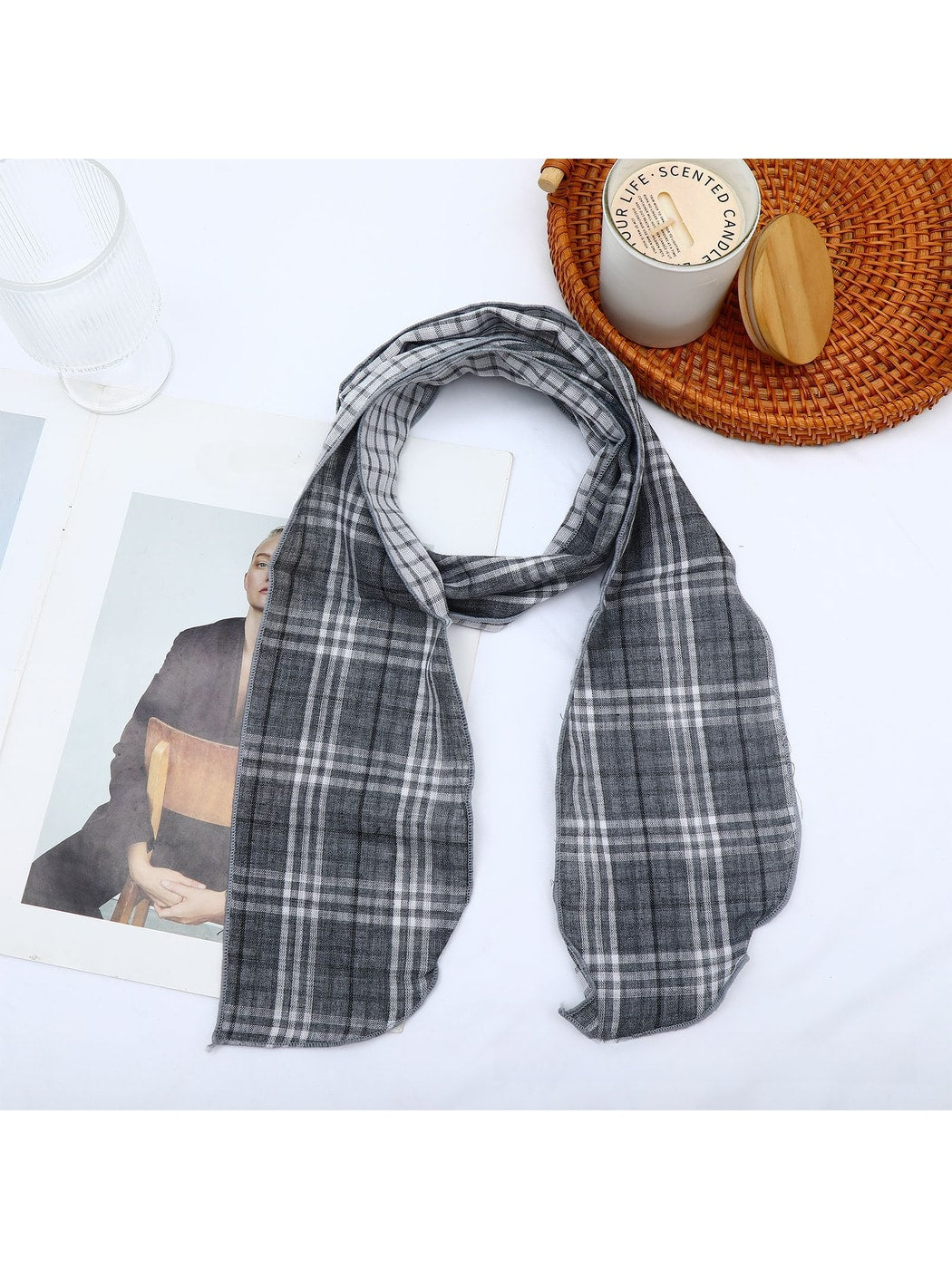 Scarvii - Vintage Plaid Check Pattern Long Scarf